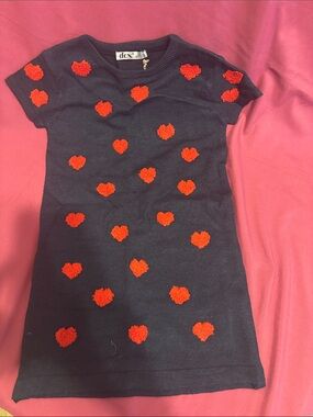 Dex Navy Knit Dress with Red Heart Details